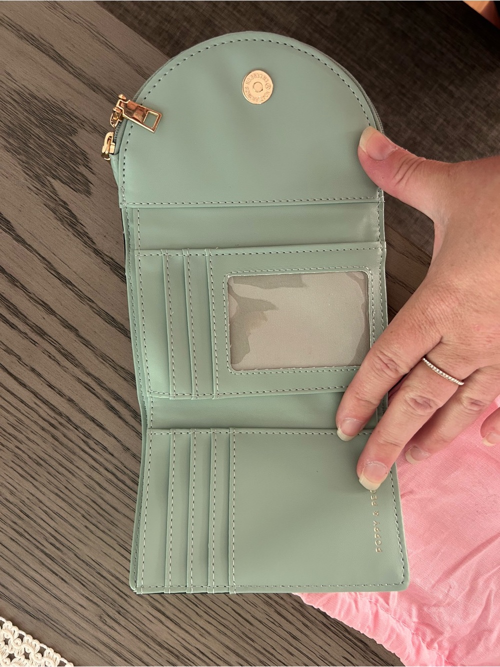 Poppy & Peonies Mint Pebbled MARGAUX Wallet - Picture 2 of 5